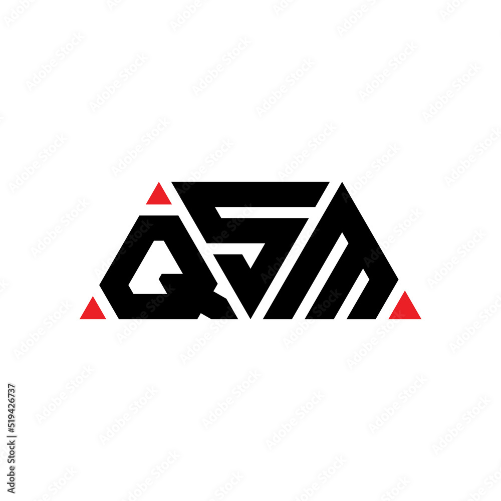 QSM triangle letter logo design with triangle shape. QSM triangle logo design monogram. QSM triangle vector logo template with red color. QSM triangular logo Simple, Elegant, and Luxurious Logo...