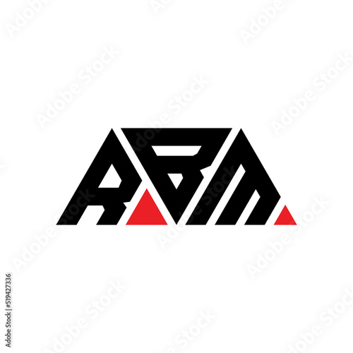 RBM triangle letter logo design with triangle shape. RBM triangle logo design monogram. RBM triangle vector logo template with red color. RBM triangular logo Simple, Elegant, and Luxurious Logo... photo