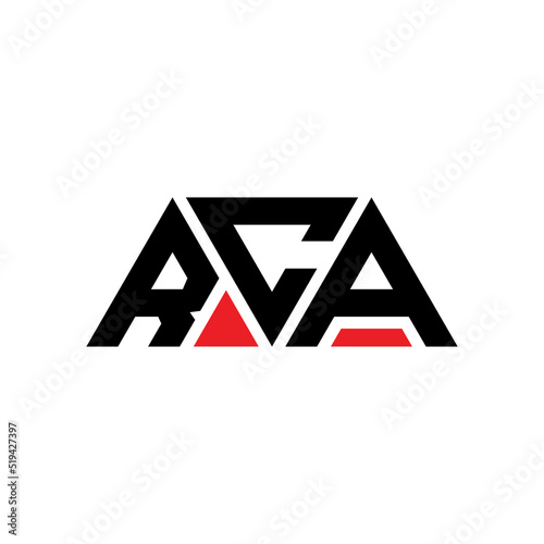 RCA triangle letter logo design with triangle shape. RCA triangle logo design monogram. RCA triangle vector logo template with red color. RCA triangular logo Simple, Elegant, and Luxurious Logo... photo