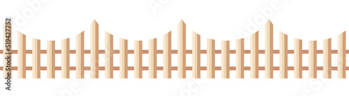 Decorative garden fence. Seamless fence. Vector clipart isolated on white background.