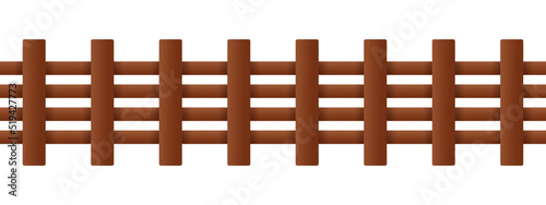 Corral fencing. Seamless fence. Vector clipart isolated on white background.