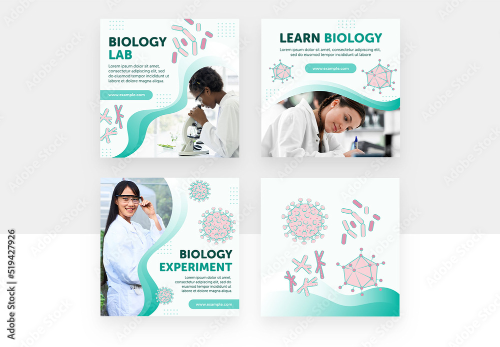 Science Biology Social Media Banners and Illustrations สต็อกเทมเพลต