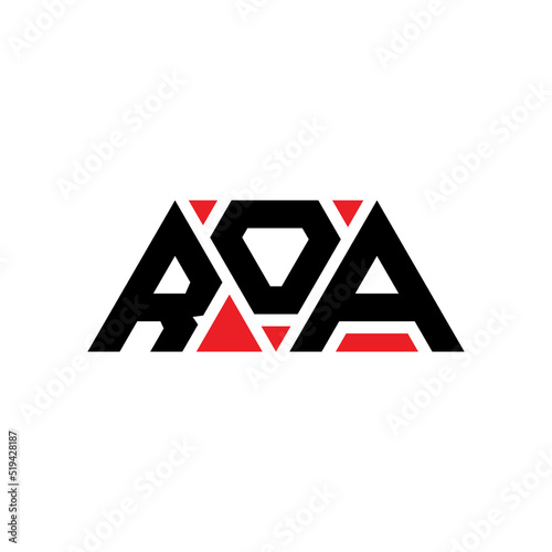 ROA triangle letter logo design with triangle shape. ROA triangle logo design monogram. ROA triangle vector logo template with red color. ROA triangular logo Simple, Elegant, and Luxurious Logo...