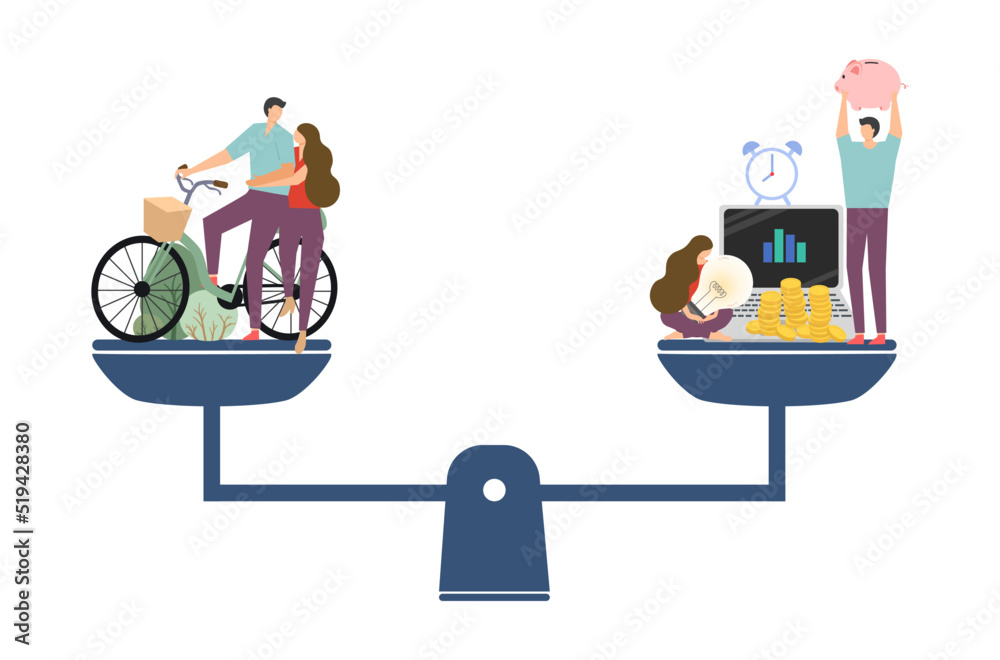 Flat design of work life balance concept vector, businessman and ...