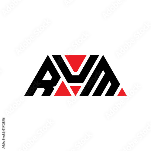 RUM triangle letter logo design with triangle shape. RUM triangle logo design monogram. RUM triangle vector logo template with red color. RUM triangular logo Simple, Elegant, and Luxurious Logo...