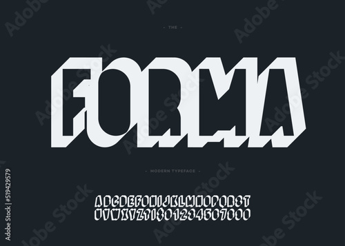 Vector forma 3d bold alphabet typography sans serif for book, promotion, poster, decoration, t shirt, sale banner, printing on fabric. Cool modern font. Trendy typeface. 10 eps
