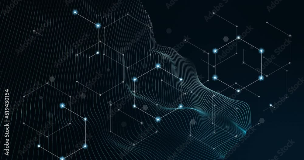 Animation of connections and hexagons on black background Animation of connections and hexagons on black background