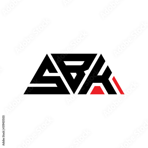 SBK triangle letter logo design with triangle shape. SBK triangle logo design monogram. SBK triangle vector logo template with red color. SBK triangular logo Simple, Elegant, and Luxurious Logo... photo