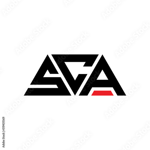SCA triangle letter logo design with triangle shape. SCA triangle logo design monogram. SCA triangle vector logo template with red color. SCA triangular logo Simple, Elegant, and Luxurious Logo... photo