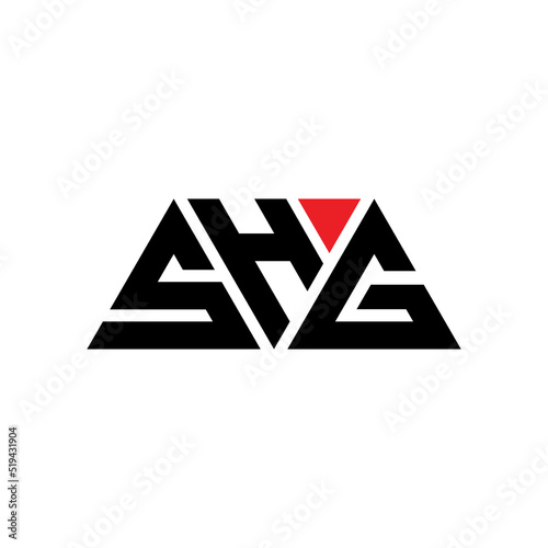 SHG triangle letter logo design with triangle shape. SHG triangle logo design monogram. SHG triangle vector logo template with red color. SHG triangular logo Simple, Elegant, and Luxurious Logo...