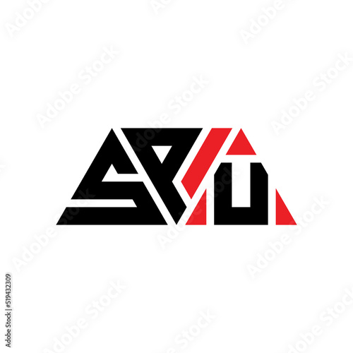 SPU triangle letter logo design with triangle shape. SPU triangle logo design monogram. SPU triangle vector logo template with red color. SPU triangular logo Simple  Elegant  and Luxurious Logo...