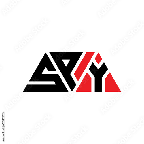 SPY triangle letter logo design with triangle shape. SPY triangle logo design monogram. SPY triangle vector logo template with red color. SPY triangular logo Simple, Elegant, and Luxurious Logo...