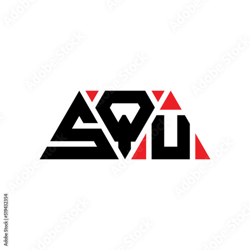 SQU triangle letter logo design with triangle shape. SQU triangle logo design monogram. SQU triangle vector logo template with red color. SQU triangular logo Simple  Elegant  and Luxurious Logo...