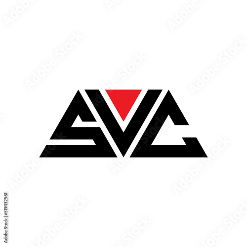 SVC triangle letter logo design with triangle shape. SVC triangle logo design monogram. SVC triangle vector logo template with red color. SVC triangular logo Simple, Elegant, and Luxurious Logo... photo