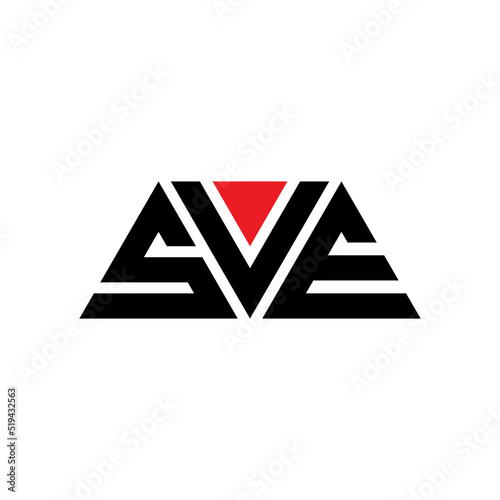 SVE triangle letter logo design with triangle shape. SVE triangle logo design monogram. SVE triangle vector logo template with red color. SVE triangular logo Simple, Elegant, and Luxurious Logo... photo