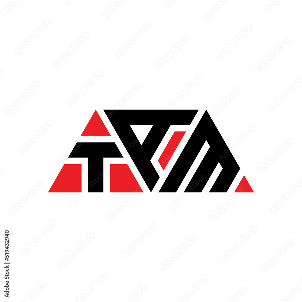 TAM triangle letter logo design with triangle shape. TAM triangle logo design monogram. TAM triangle vector logo template with red color. TAM triangular logo Simple, Elegant, and Luxurious Logo...