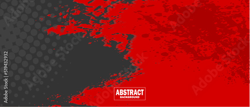 Black and red abstract background with grunge brushstroke and halftone style.