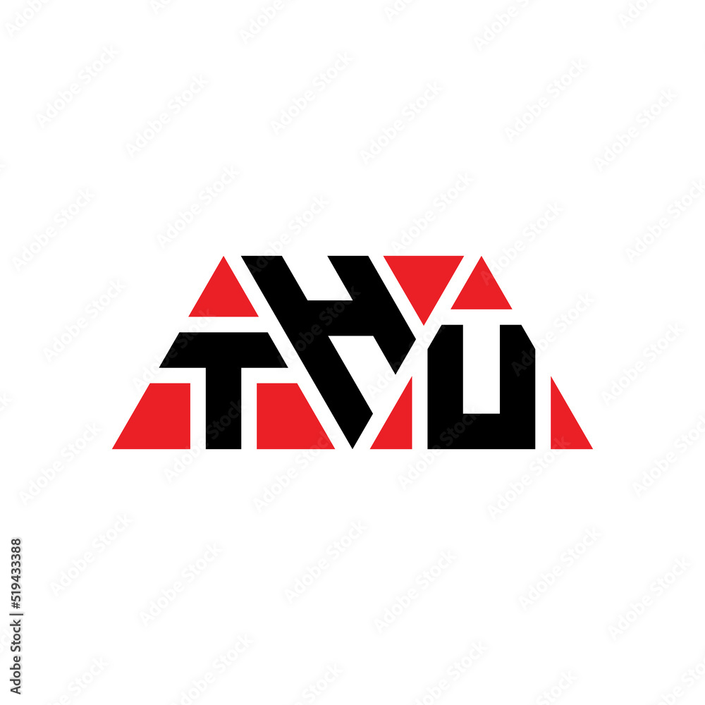 THU triangle letter logo design with triangle shape. THU triangle logo design monogram. THU triangle vector logo template with red color. THU triangular logo Simple, Elegant, and Luxurious Logo...