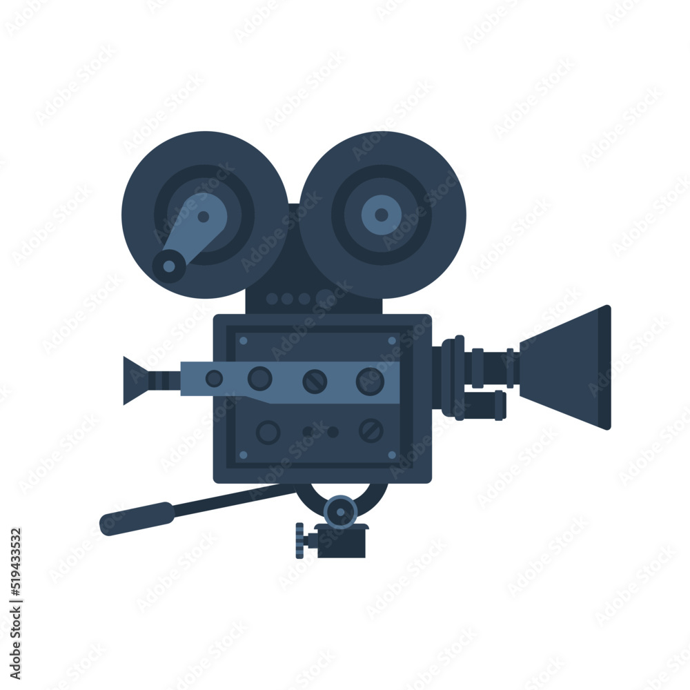 Cool vector flat design video camera on tripod, isolated. Cool vector flat design video camera on tripod, isolated.