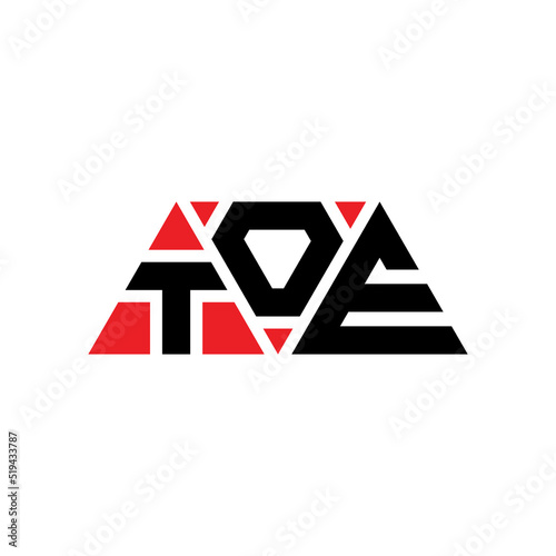 TOE triangle letter logo design with triangle shape. TOE triangle logo design monogram. TOE triangle vector logo template with red color. TOE triangular logo Simple, Elegant, and Luxurious Logo...