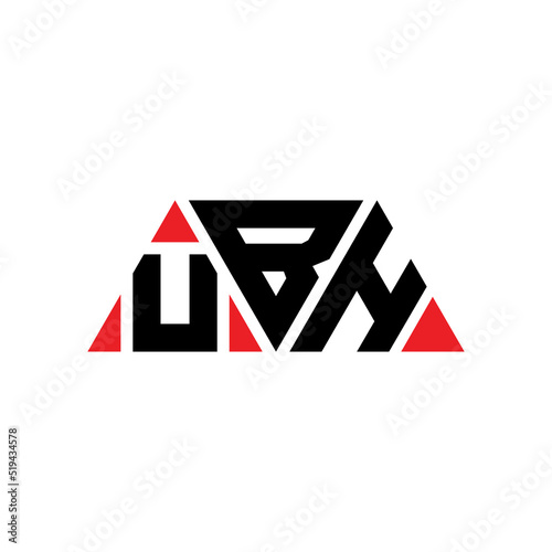 UBH triangle letter logo design with triangle shape. UBH triangle logo design monogram. UBH triangle vector logo template with red color. UBH triangular logo Simple, Elegant, and Luxurious Logo... photo