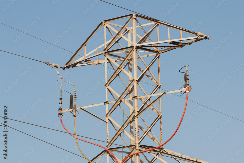 Devices of a power transmission tower. Devices of a power transmission tower.