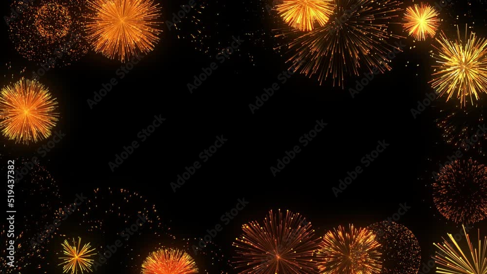 exploding festive animated fireworks background border