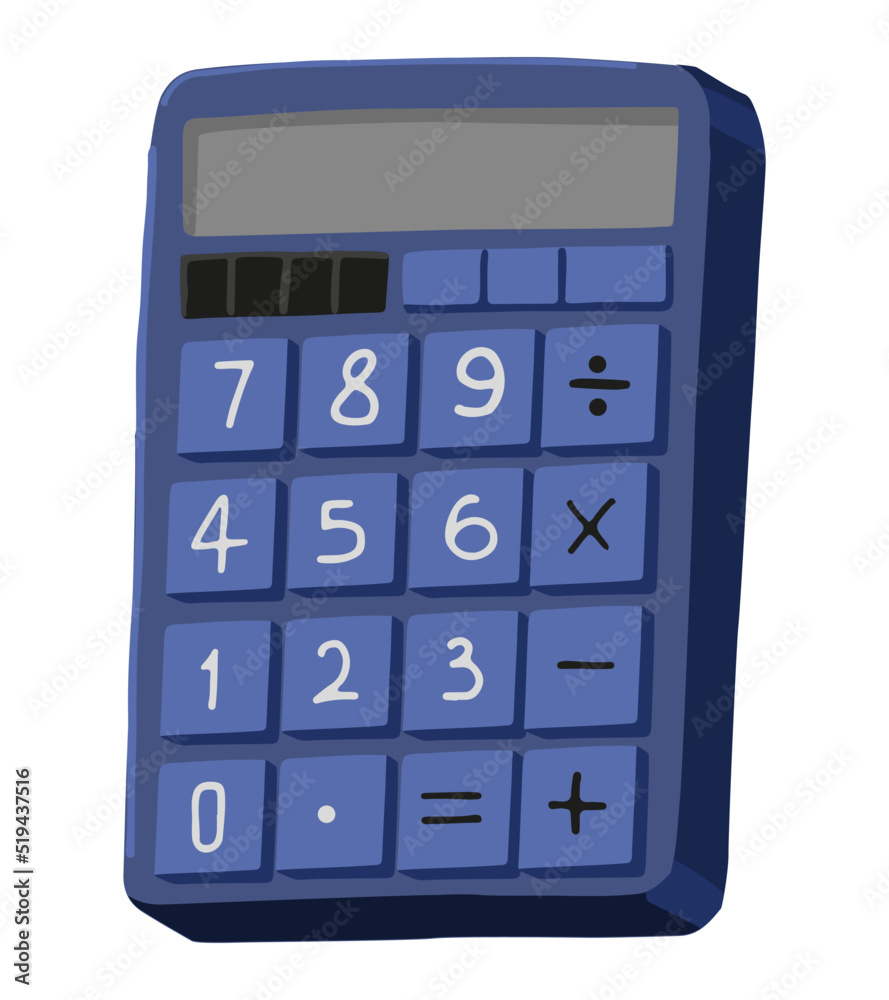 Pocket calculator doodle. Vector illustration of school supply, finance equipment. Cartoon style clipart isolated on white background. Pocket calculator doodle. Vector illustration of school supply, finance equipment. Cartoon style clipart isolated on white background.