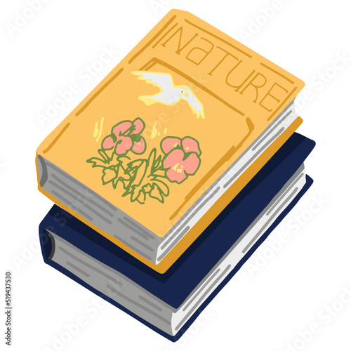 Stack of school books doodle. Literature, textbooks for education. Cartoon style clipart. Vector illustration isolated on white background.