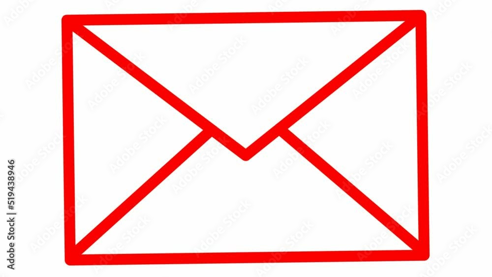 Animated red line icon of envelope. Symbol of e-mail. Concept of communication, mail, post, message, letter. Looped video. Vector illustration isolated on white background. Animated red line icon of envelope. Symbol of e-mail. Concept of communication, mail, post, message, letter. Looped video. Vector illustration isolated on white background.