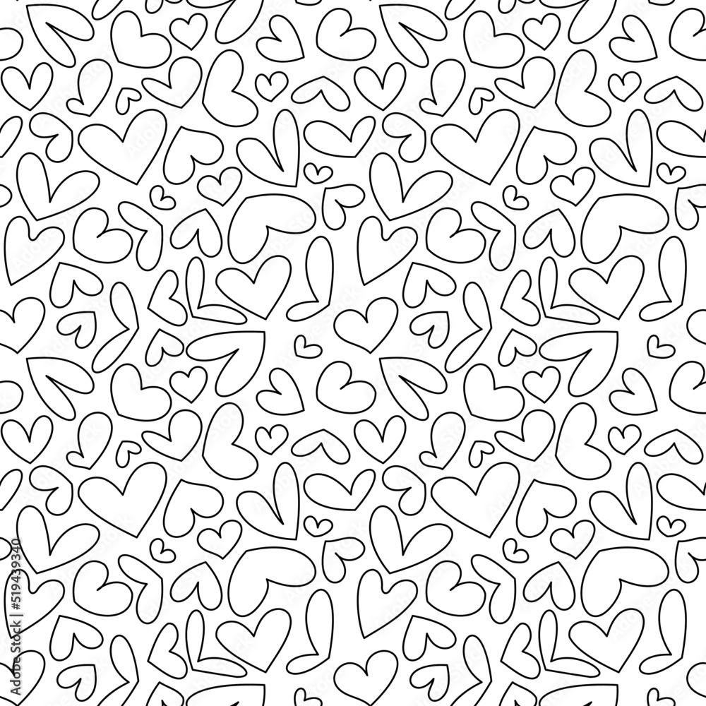 Vector seamless pattern for Valentine's Day. Many different hearts