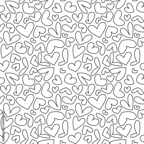 Vector seamless pattern for Valentine's Day. Many different hearts