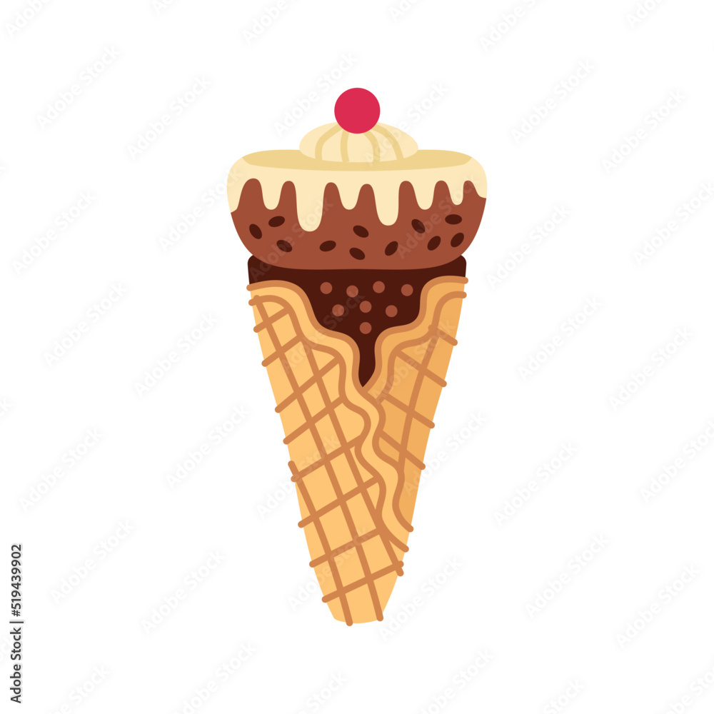 Ice cream in bright cartoon style. Icecream vector in nice colors isolated on white background. Vector illustration for web design or print Ice cream in bright cartoon style. Icecream vector in nice colors isolated on white background. Vector illustration for web design or print