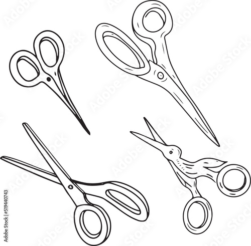Embroidery sewing embroidery set doodles hand drawn hoop thread scissors separate elements on a white background sketch