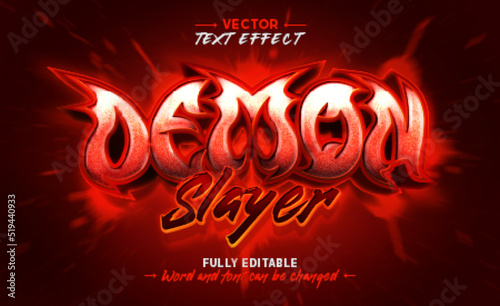 Foto Red demon game title style editable text effect template