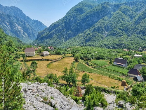Summer mountain village in the mountains in Albania