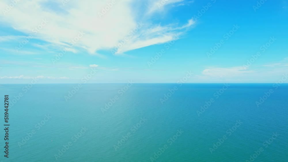 Aerial view over the sea, beautiful turquoise water, tropical sea in Phetchaburi Thailand. dynamic aerial shot. drone. 4K