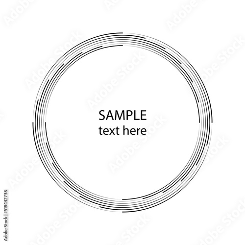 Abstract black lines in round form. Geometric art. Design element for border frame, round logo, blackout tattoo, sign, symbol, web pages, prints, template, pattern and abstract background