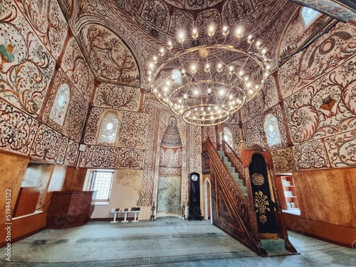 Interior of the central mosque in Tirana in Albania