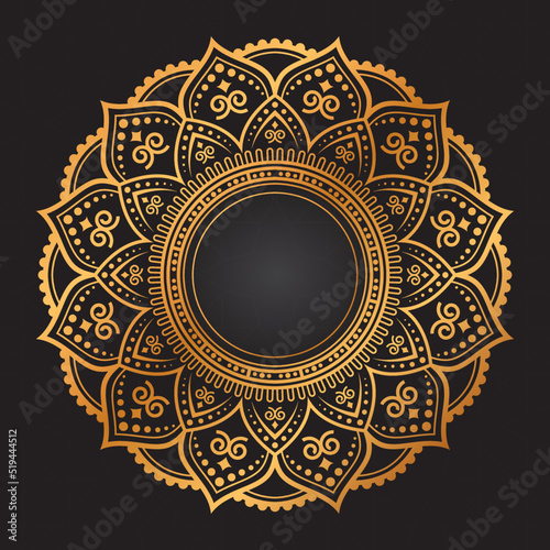 Luxury golden Geometric Ornamental Mandala Background Vector Design. decorative mandala for tattoo, Mehendi, Islamic, Ornament, Art, henna, Indian, Asian, print, poster, cover, brochure, flyer, banner