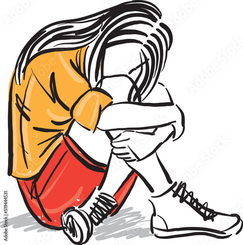 teenager girl woman sad frustrated stressed feelings concept illustration