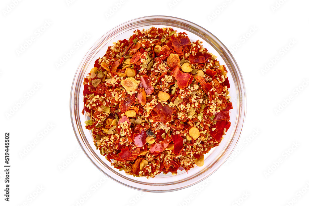 Pizza Margherita condiments, top view, isolated on white background. Pizza Margherita condiments, top view, isolated on white background.