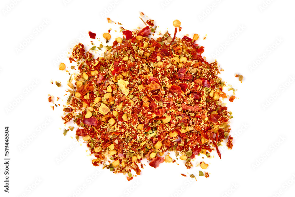 Pizza Margherita condiments, top view, isolated on white background. Pizza Margherita condiments, top view, isolated on white background.