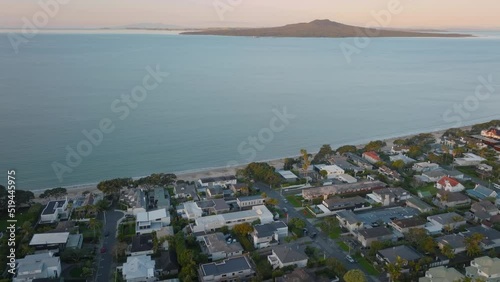 Aerial: Takapuna beach front property, Auckland, New Zealand photo