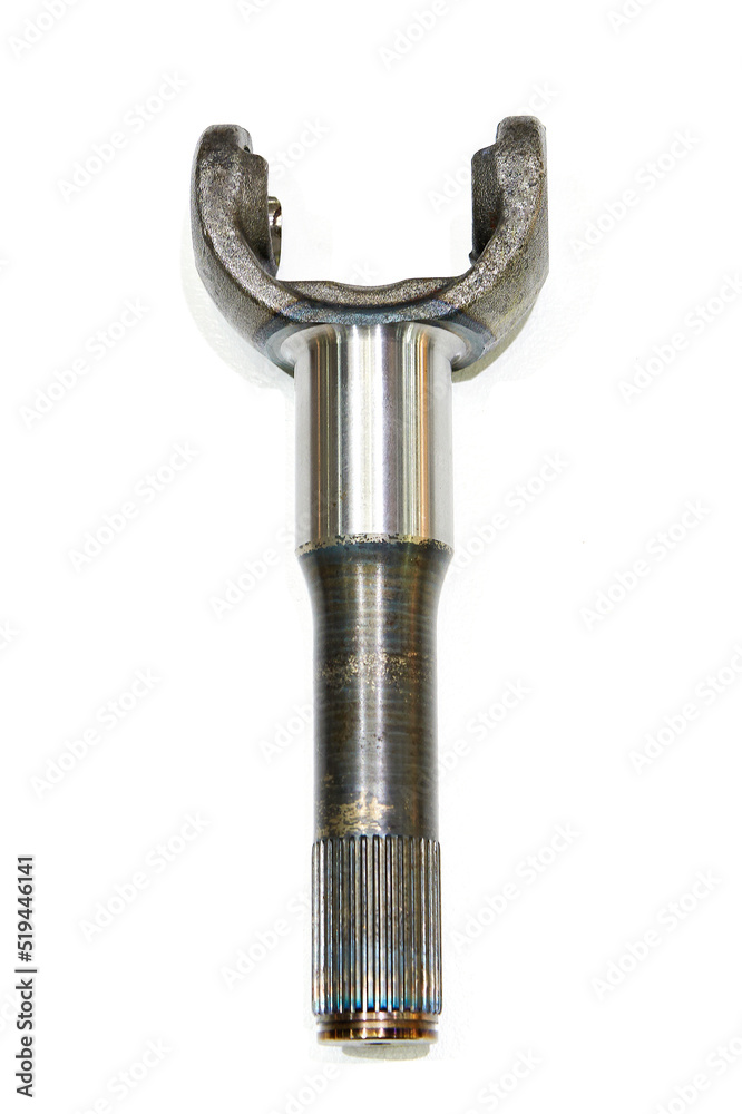 Steel cardan shaft isolated white Steel cardan shaft isolated white