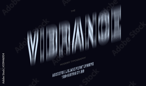 Vector vibrancce font line style for banner, infographics, motion graphic, party poster, book, music, t shirt, flyer, decoration, printing, industrial. Cool typeface. Trendy alphabet. 10 eps