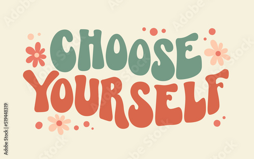 Retro boho card with Vector lettering illustration.