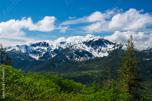 View from top of tram towards Mount Bradley above the city of Juneau in Alaska © steheap