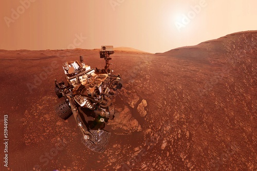 Fototapeta Naklejka Na Ścianę i Meble -  Mars rover on the surface of the planet Mars. Elements of this image furnished by NASA