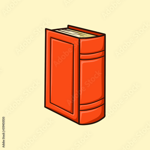 One Red Book Standing Vector Cartoon Illustration